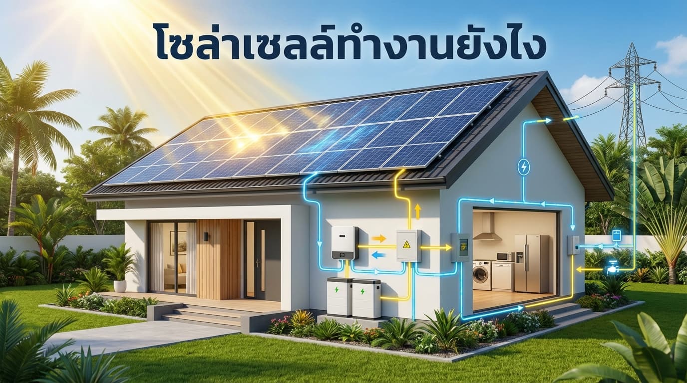 โซล่าเซลล์ทำงานยังไง? เจาะลึกระบบผลิตไฟฟ้าฟรีจากแสงแดดสำหรับชาวสระบุรี โดย เอนีเทค